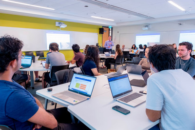 students in active learning classroom