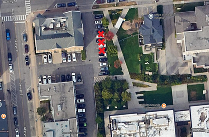 The map below highlights the parking spaces that are closed.